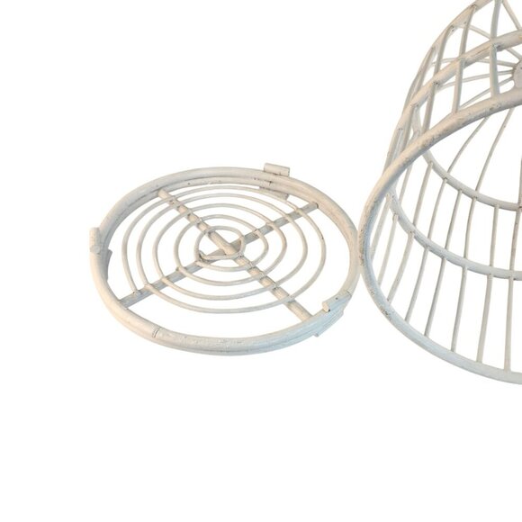White Wood Decorative Birdcage With Removable Bottom For Plants Or Decor  17" T - Picture 5 of 8
